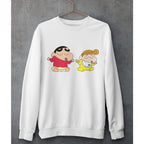 Shinchan & Himawari Unisex Sweatshirt — White