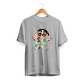 Shinchan In Night Suite Unisex Half Sleeve T-Shirt — Grey