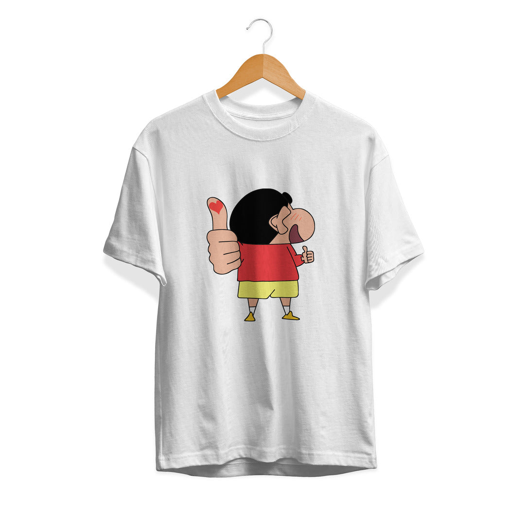 Shinchan Loves You Unisex Half Sleeve T-Shirt — White