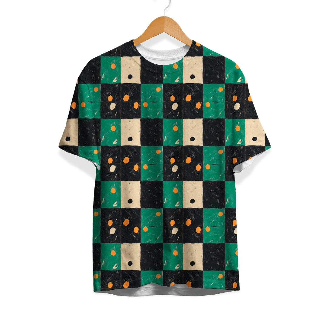 Polyester t-shirt with Shōryoku Check Pattern print