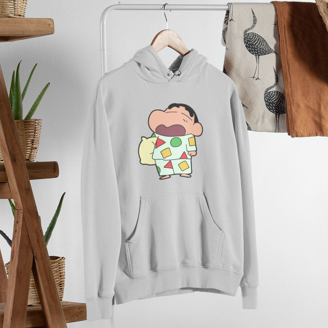 Sleepy Shinchan Unisex Hooded Sweatshirt — Grey