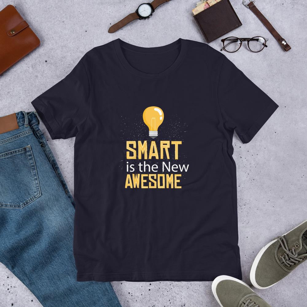 Smart Is Awesome Half Sleeve T-Shirt — Navy