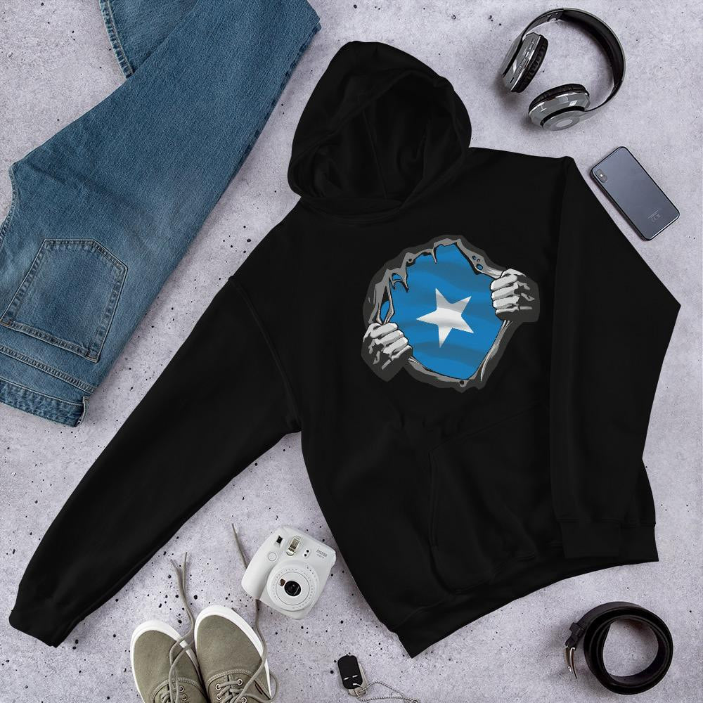 Somalia Flag Unisex Hooded Sweatshirt — Black