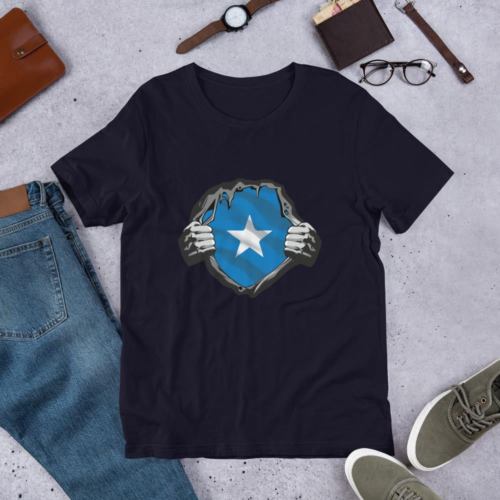 Somalia Flag Half Sleeve T-Shirt — Navy