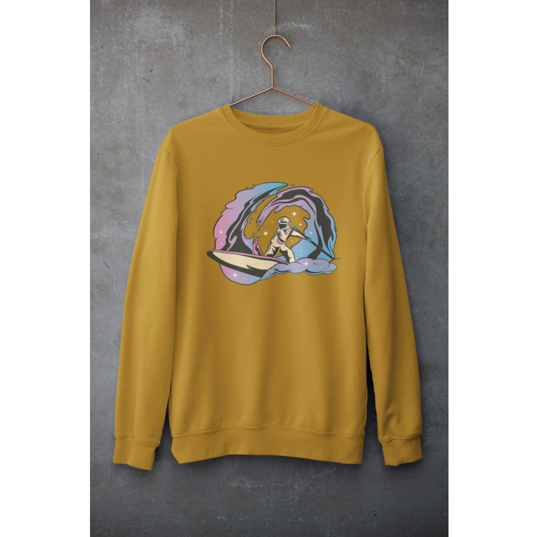 Space Paddleboarding Unisex Sweatshirt — Mustard