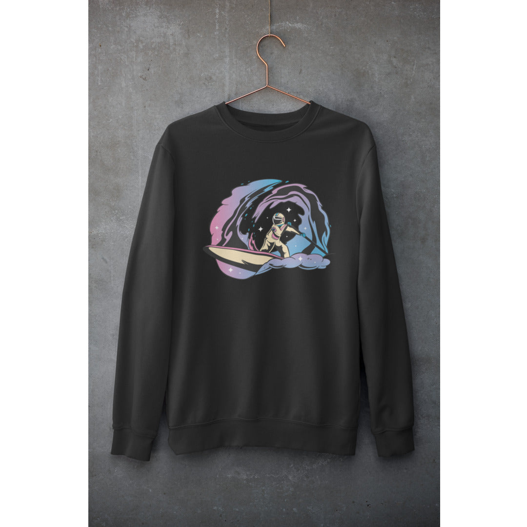 Space Paddleboarding Unisex Sweatshirt — Black