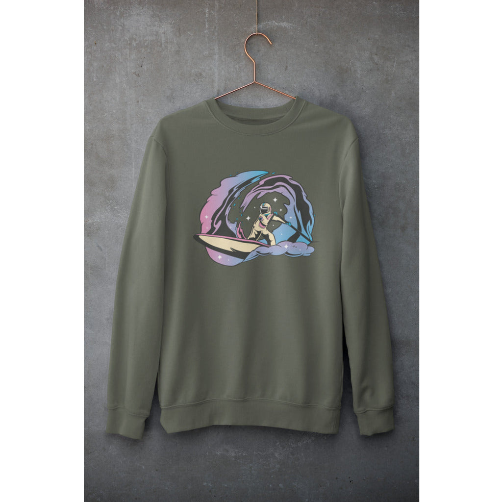 Space Paddleboarding Unisex Sweatshirt — Olive
