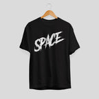 Space Typography Unisex Half Sleeve T-Shirt — Black
