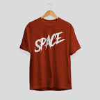 Space Typography Unisex Half Sleeve T-Shirt — Brick Red