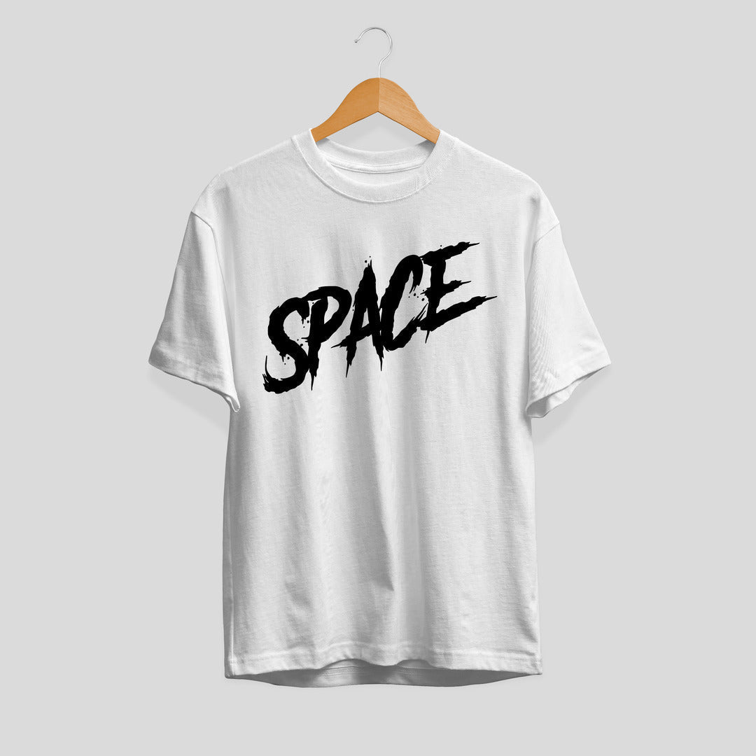 Space Typography Unisex Half Sleeve T-Shirt — White