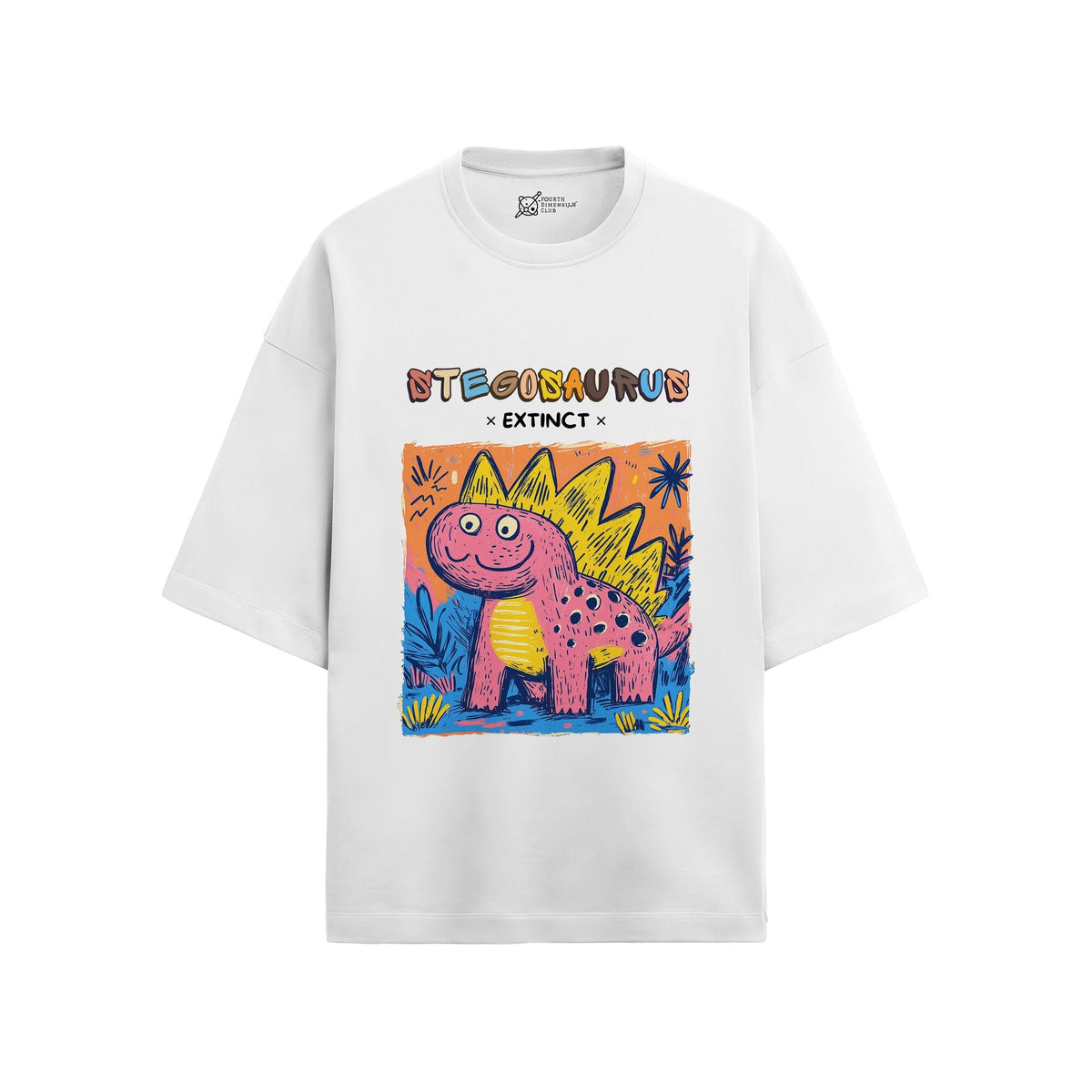 French terry oversized t-shirt with Stegosaurus print