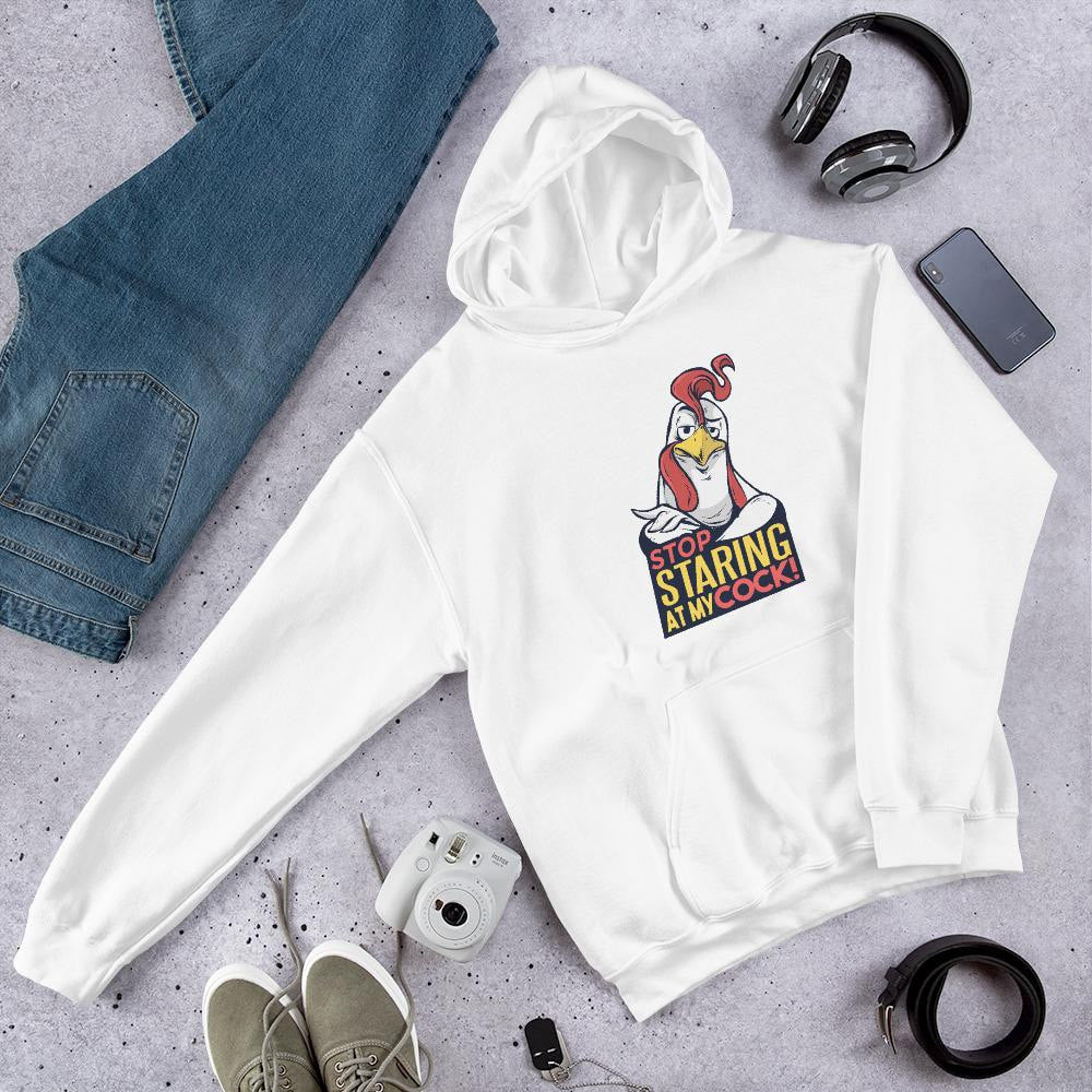 Stop Staring Unisex Hooded Sweatshirt — White