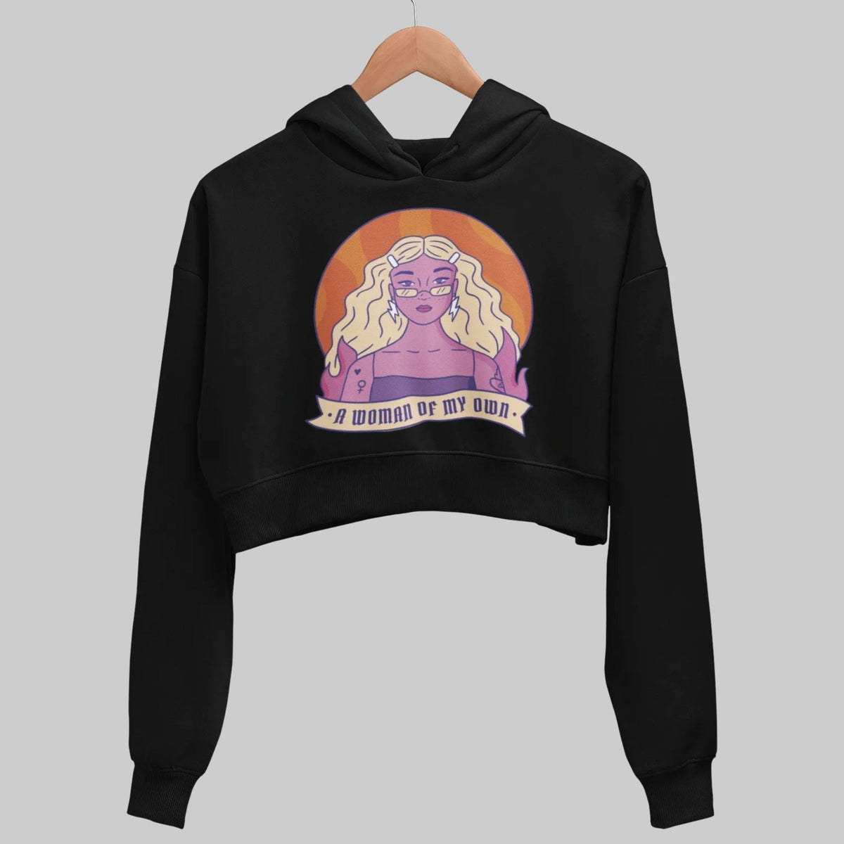 Strong Woman Crop Hoodie — back view