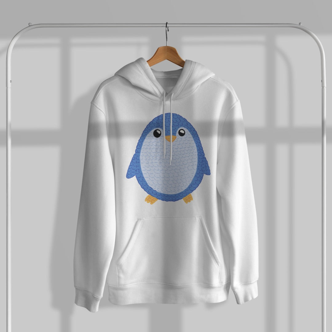 Amigurumi Penguin Unisex Heavyweight Oversized Hooded Sweatshirt — White