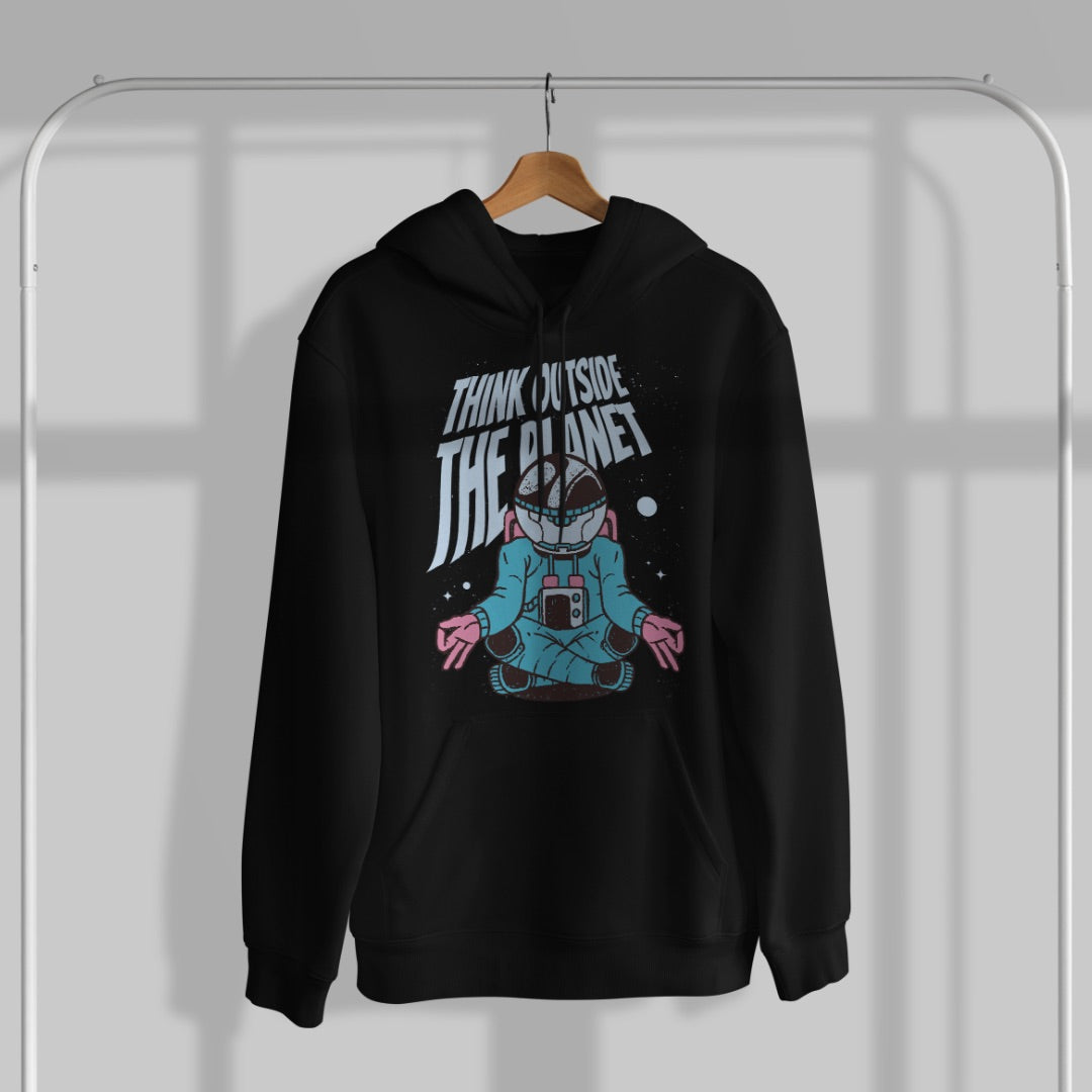 Cotton heavyweight oversized sweatshirt with Think Outside The Planet Heavyweight Oversized print