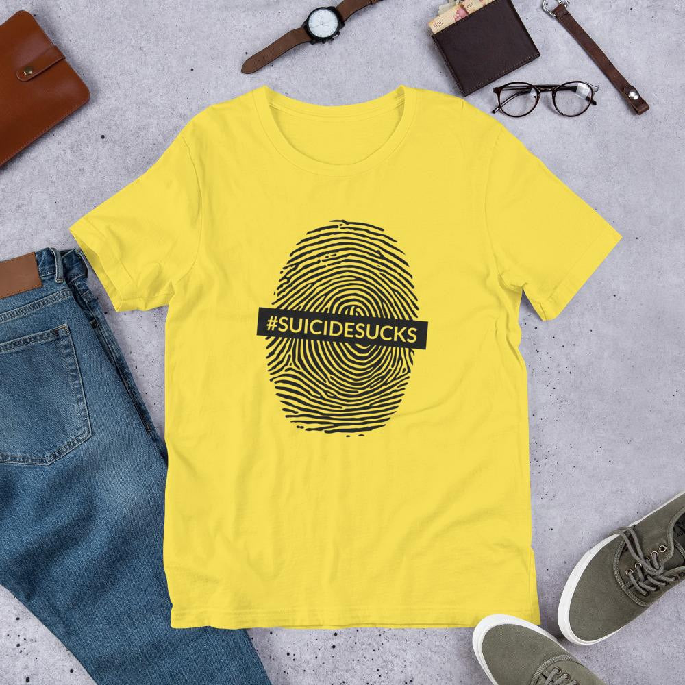 Suicide Sucks Half Sleeve T-Shirt — Yellow
