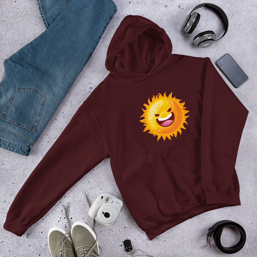 Sun Cartoon Unisex Hooded Sweatshirt — Maroon