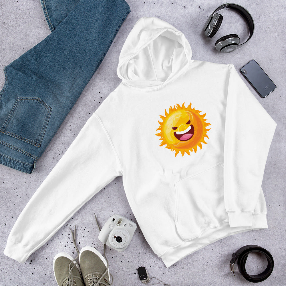 Sun Cartoon Unisex Hooded Sweatshirt — White