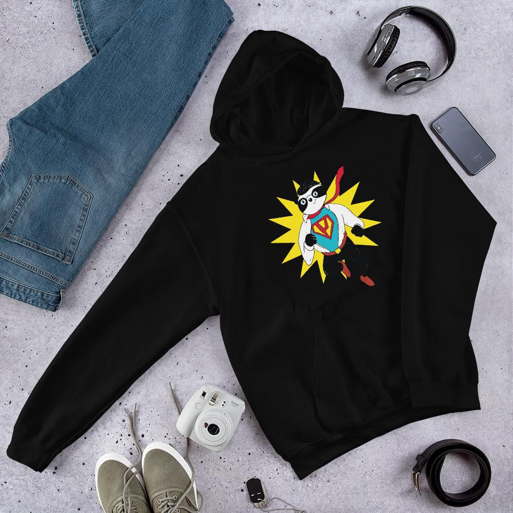 Super Panda Unisex Hooded Sweatshirt — Black