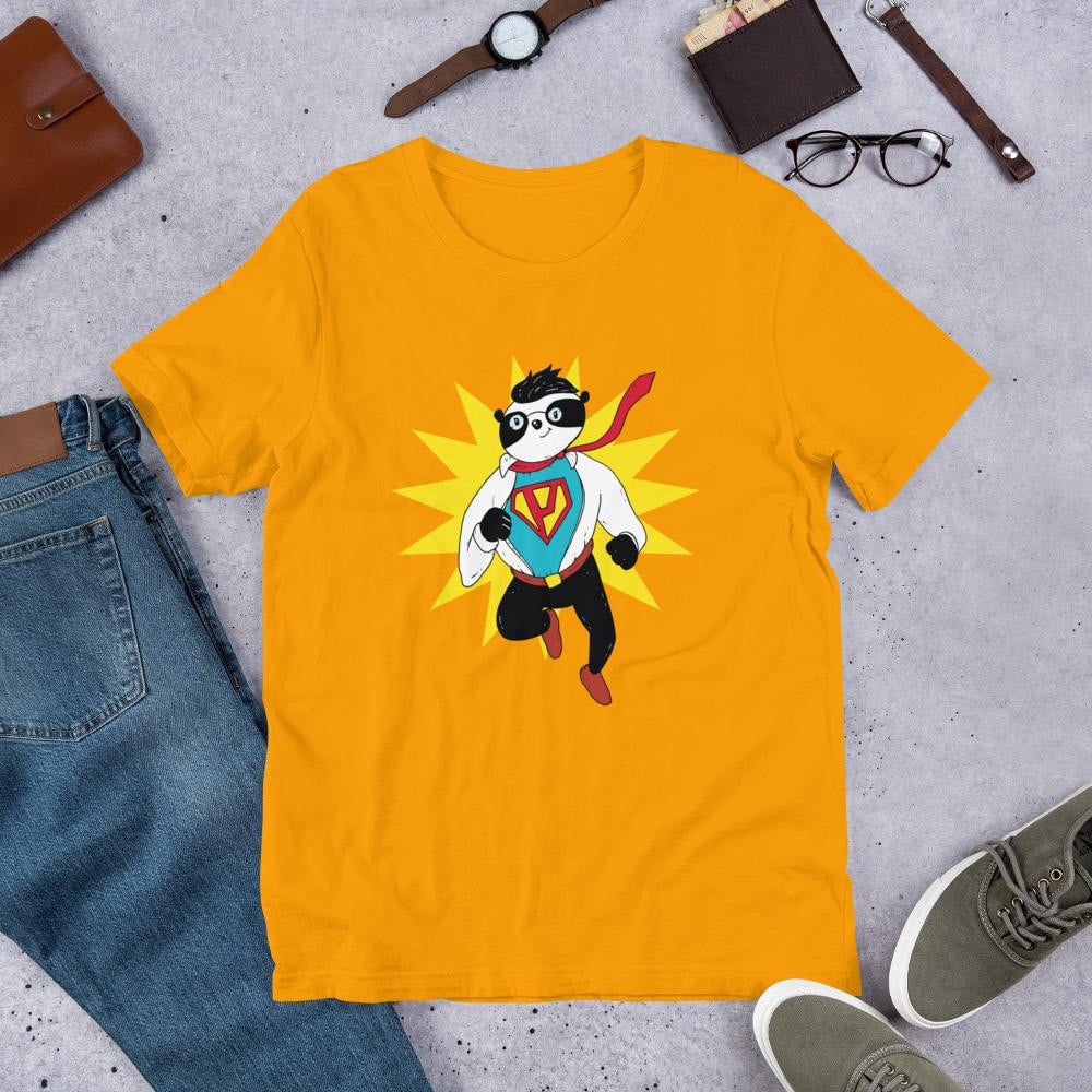 Super Panda Half Sleeve T-Shirt — Gold