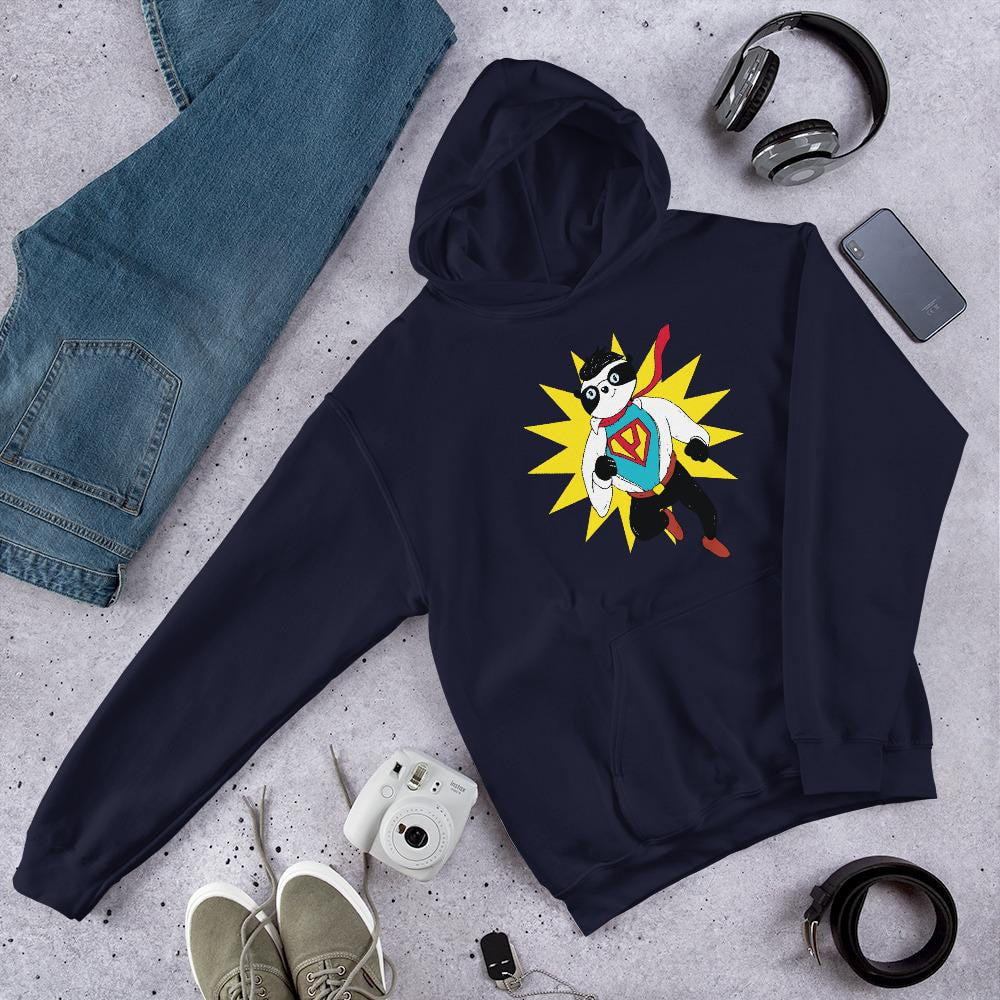Super Panda Unisex Hooded Sweatshirt — Navy