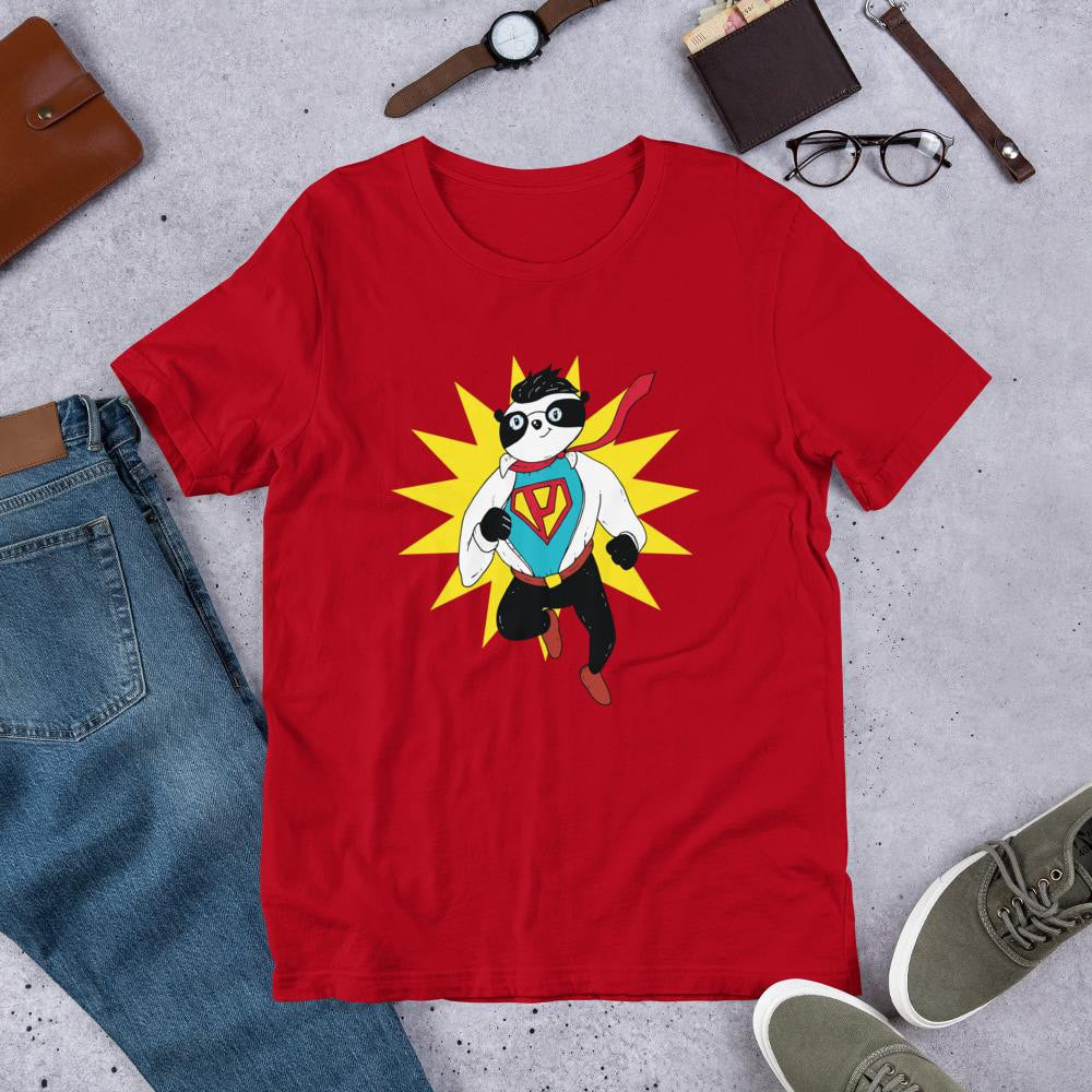 Super Panda Half Sleeve T-Shirt — Red
