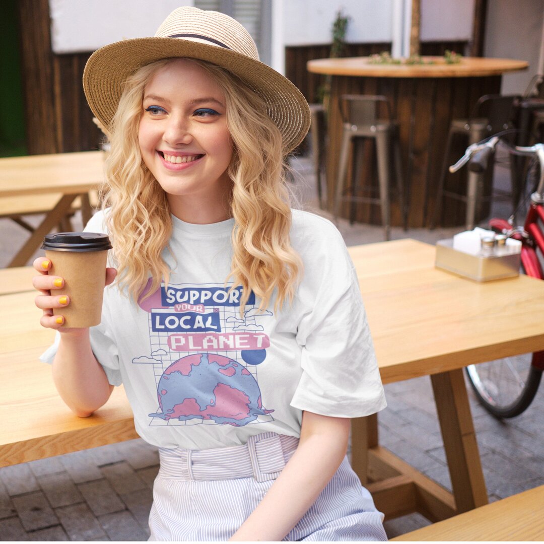 Support Local Planet oversized tee front graphic – Fourth Dimension Club