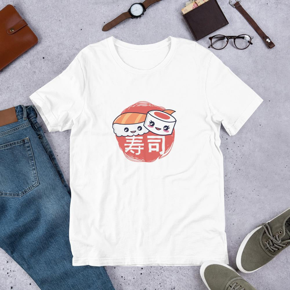Sushi Pieces Half Sleeve T-Shirt — White