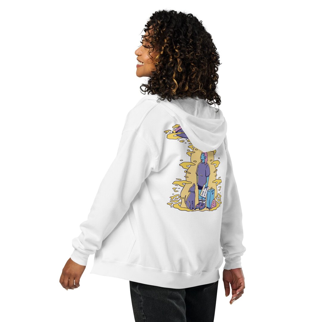 Take Me With You Unisex Heavyweight Zip Hoodie — back view