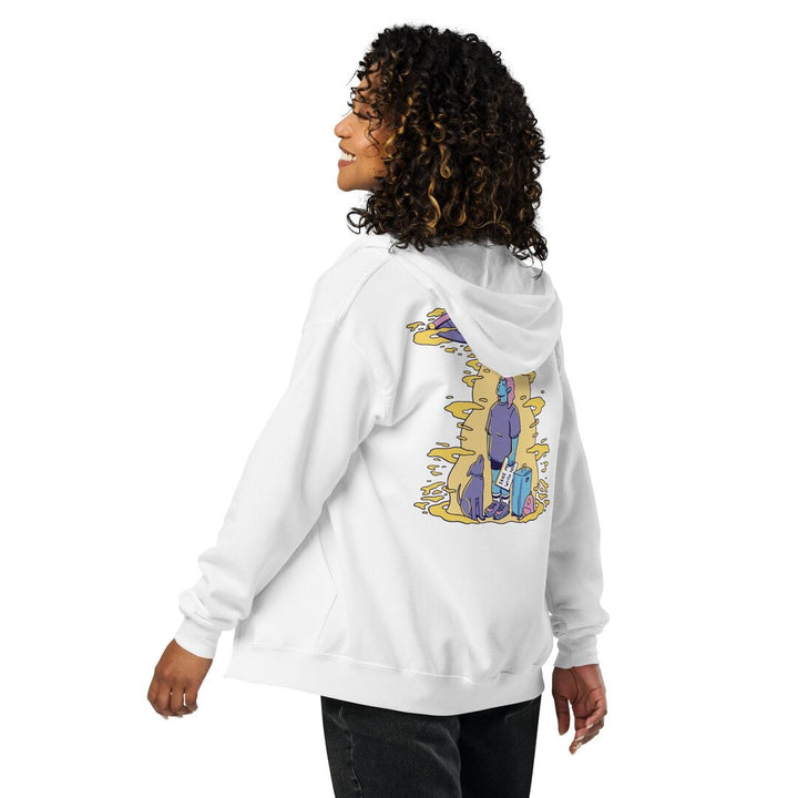 Take Me With You Unisex Heavyweight Zip Hoodie — back view