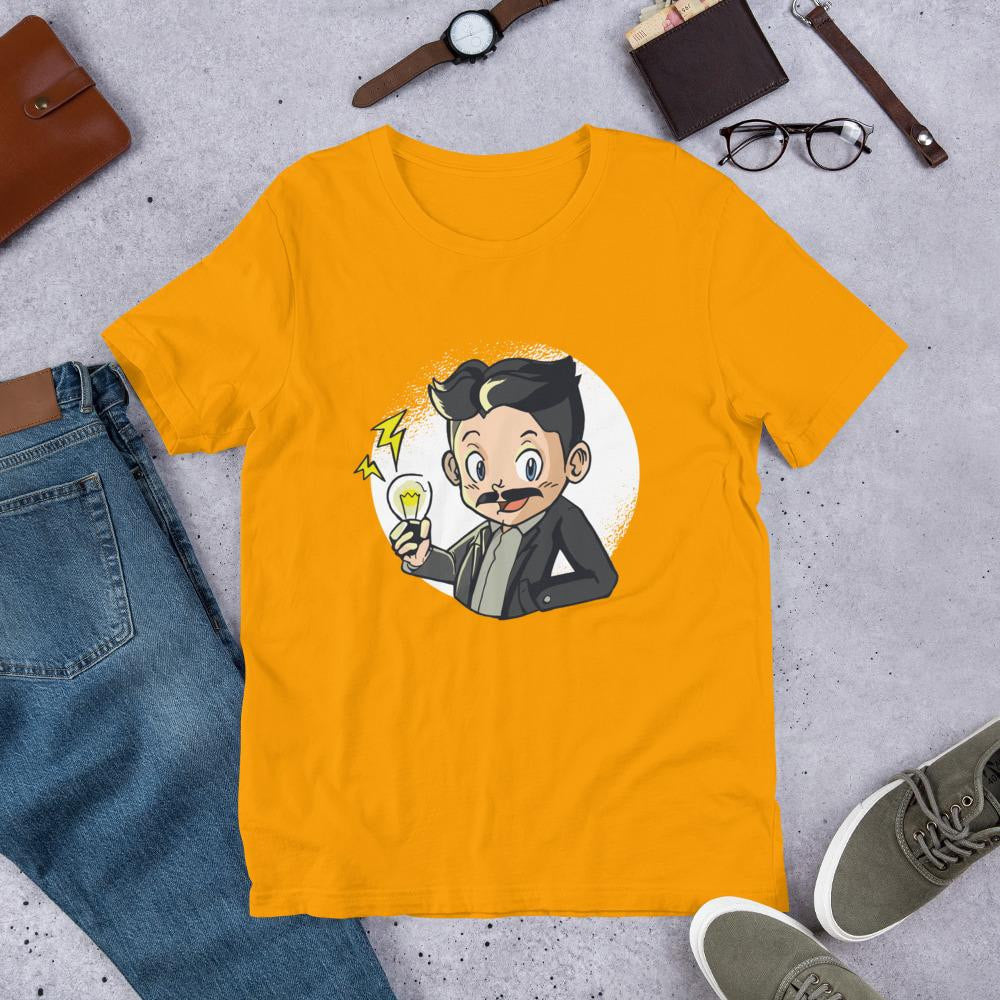 Tesla Kid Half Sleeve T-Shirt — Gold