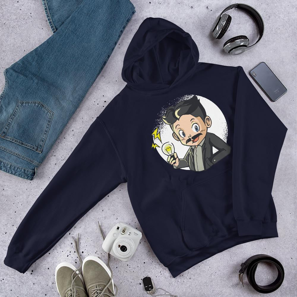 Tesla Kid Unisex Hooded Sweatshirt — Navy