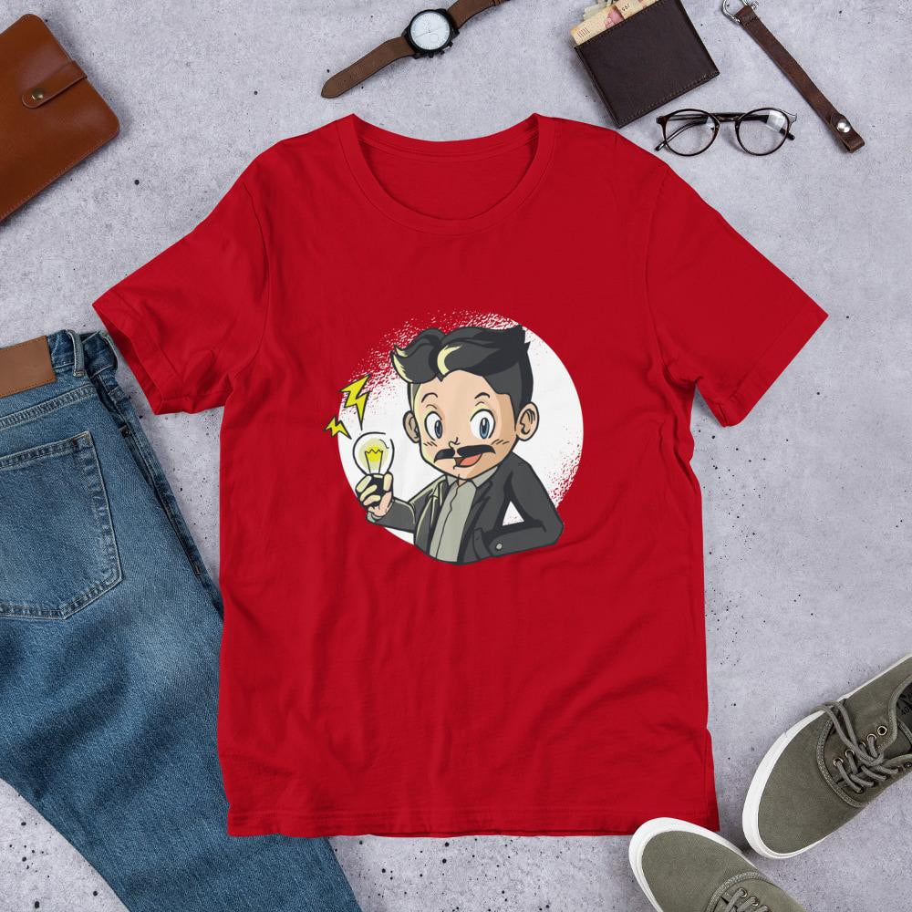 Tesla Kid Half Sleeve T-Shirt — Red