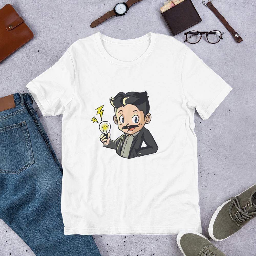 Tesla Kid Half Sleeve T-Shirt — White