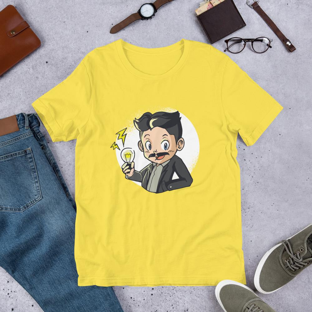 Tesla Kid Half Sleeve T-Shirt — Yellow