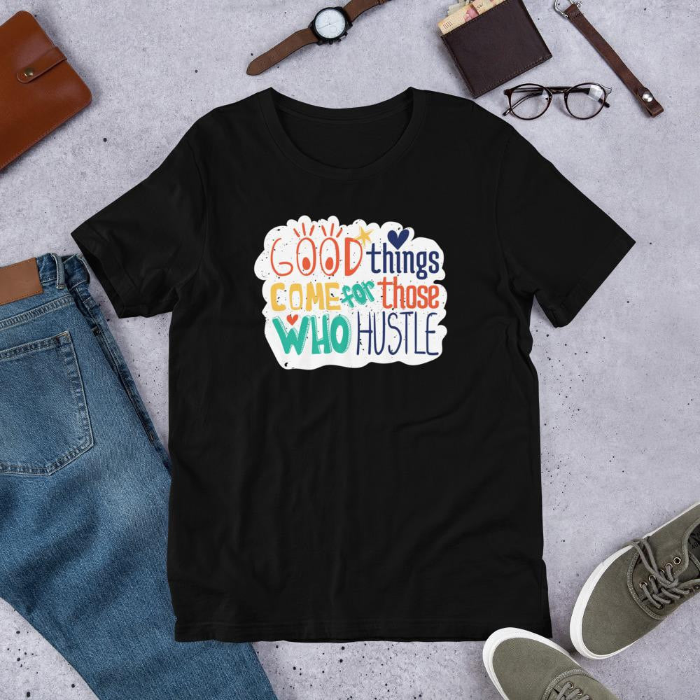 Good Things Hustle Half Sleeve T-Shirt — Black
