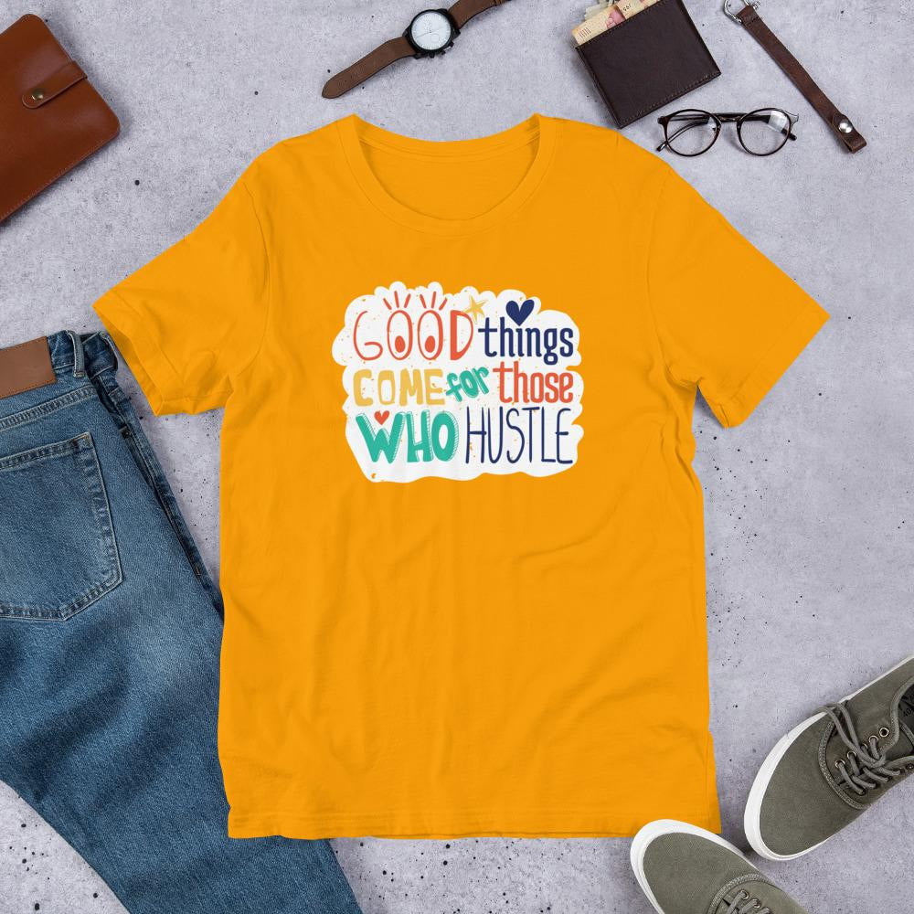 Good Things Hustle Half Sleeve T-Shirt — Gold