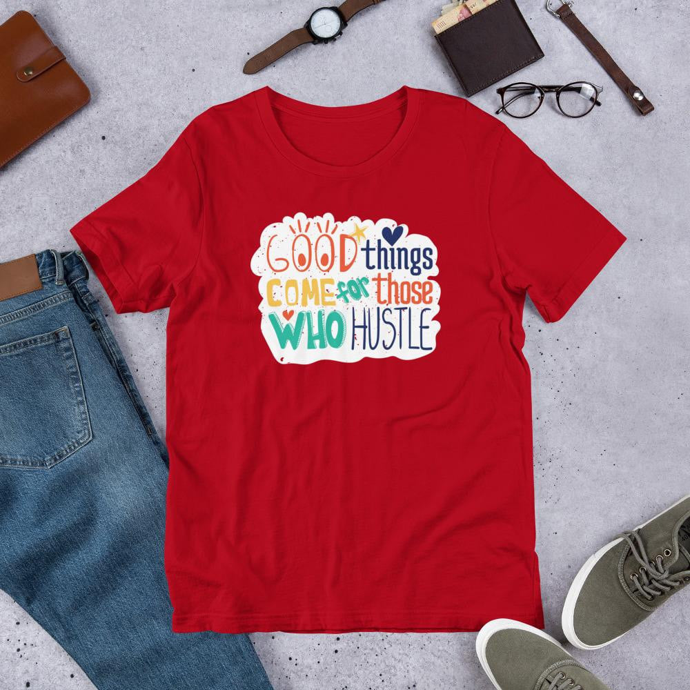 Good Things Hustle Half Sleeve T-Shirt — Red