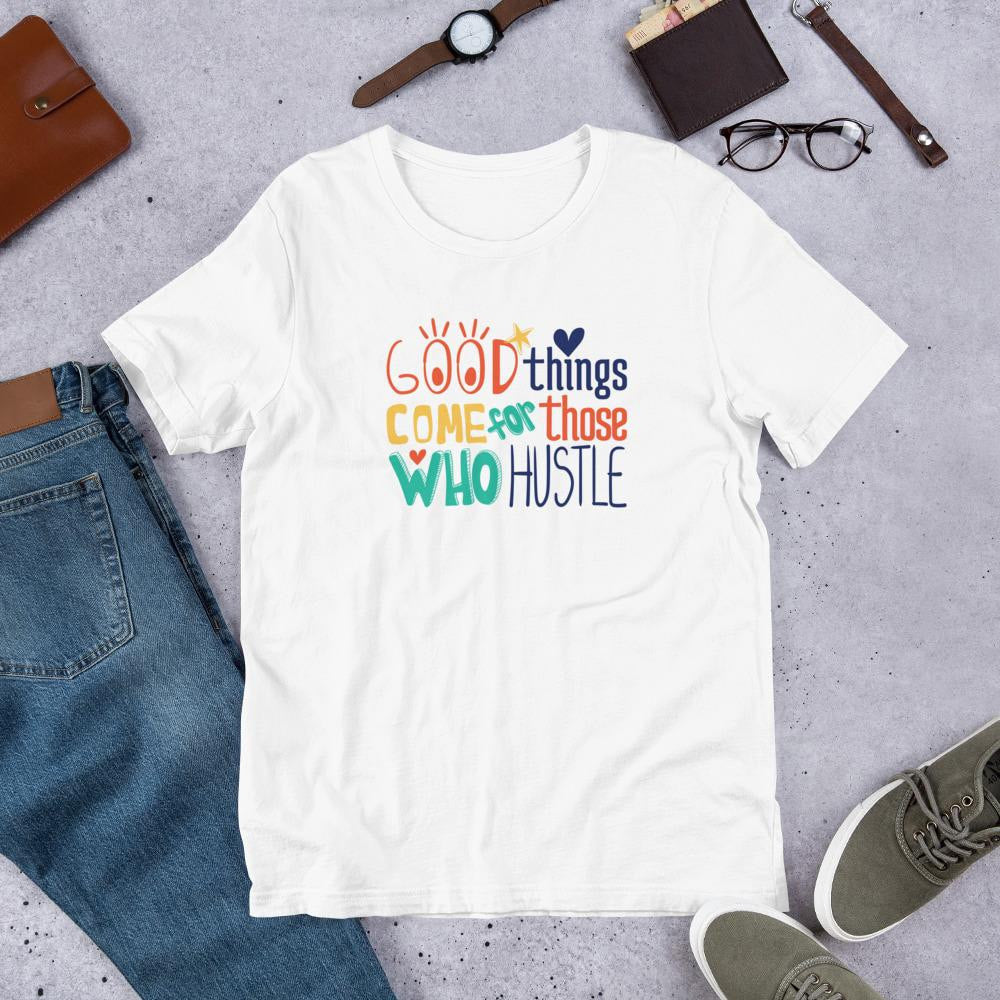 Good Things Hustle Half Sleeve T-Shirt — White