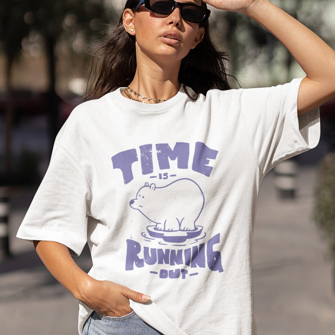 Time Running Out oversized tee front graphic – Fourth Dimension Club