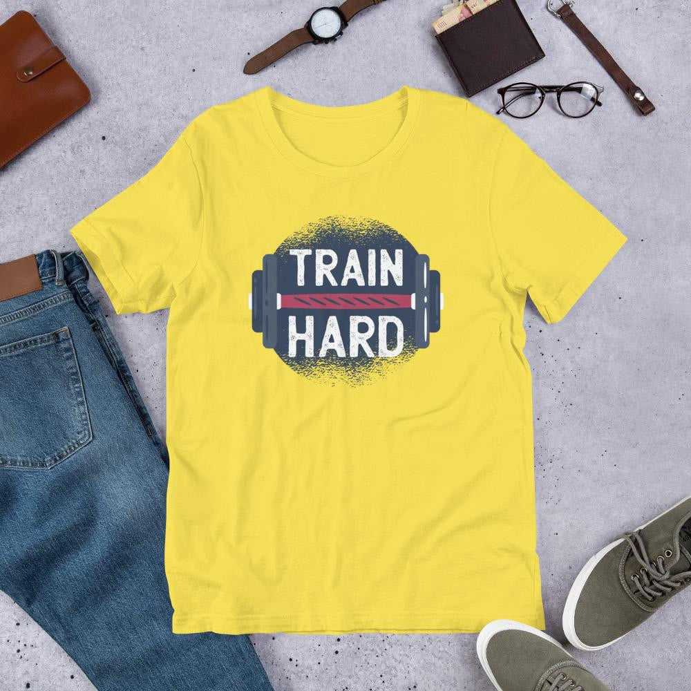 Train Hard Half Sleeve T-Shirt — Yellow