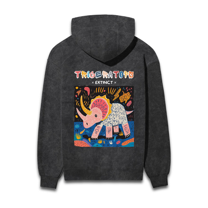 Triceratops Acid Wash Hooded Sweatshirts #AncientArchives