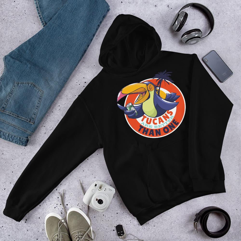 Tucan Drinking Beer Unisex Hooded Sweatshirt — Black