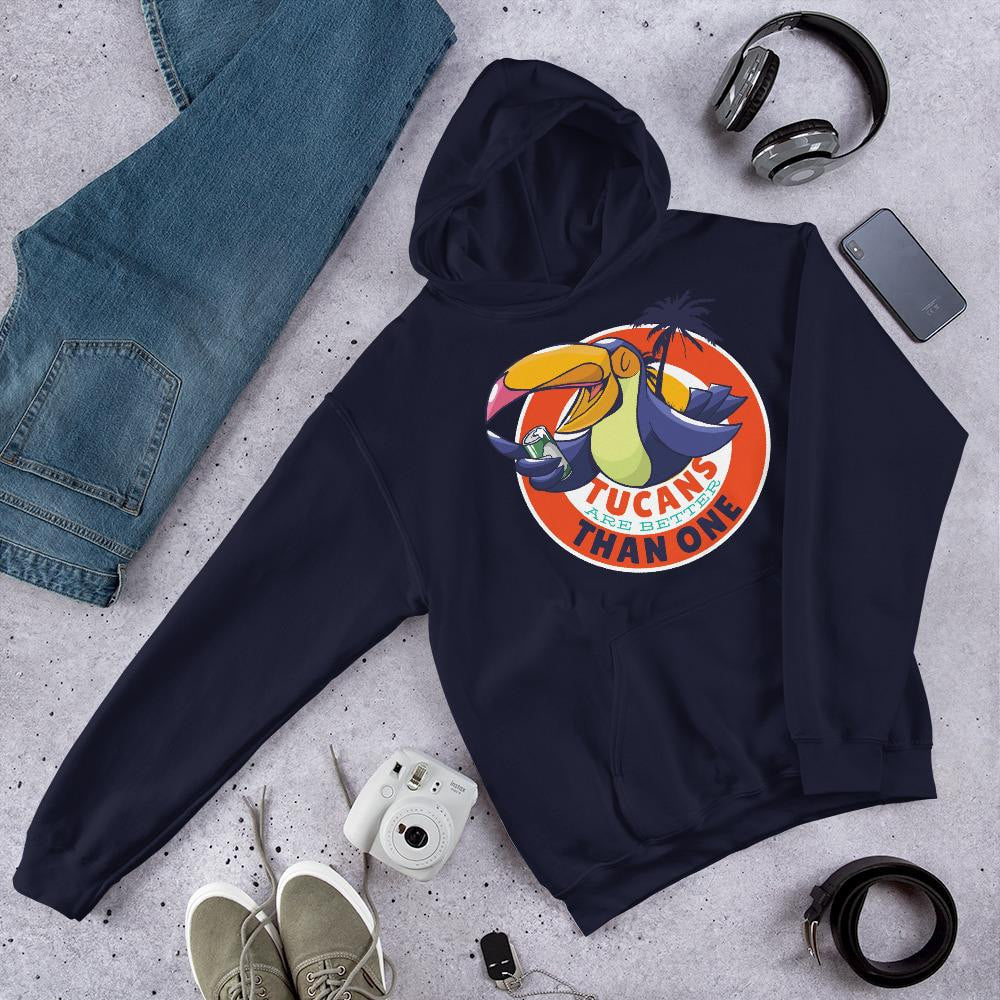 Tucan Drinking Beer Unisex Hooded Sweatshirt — Navy