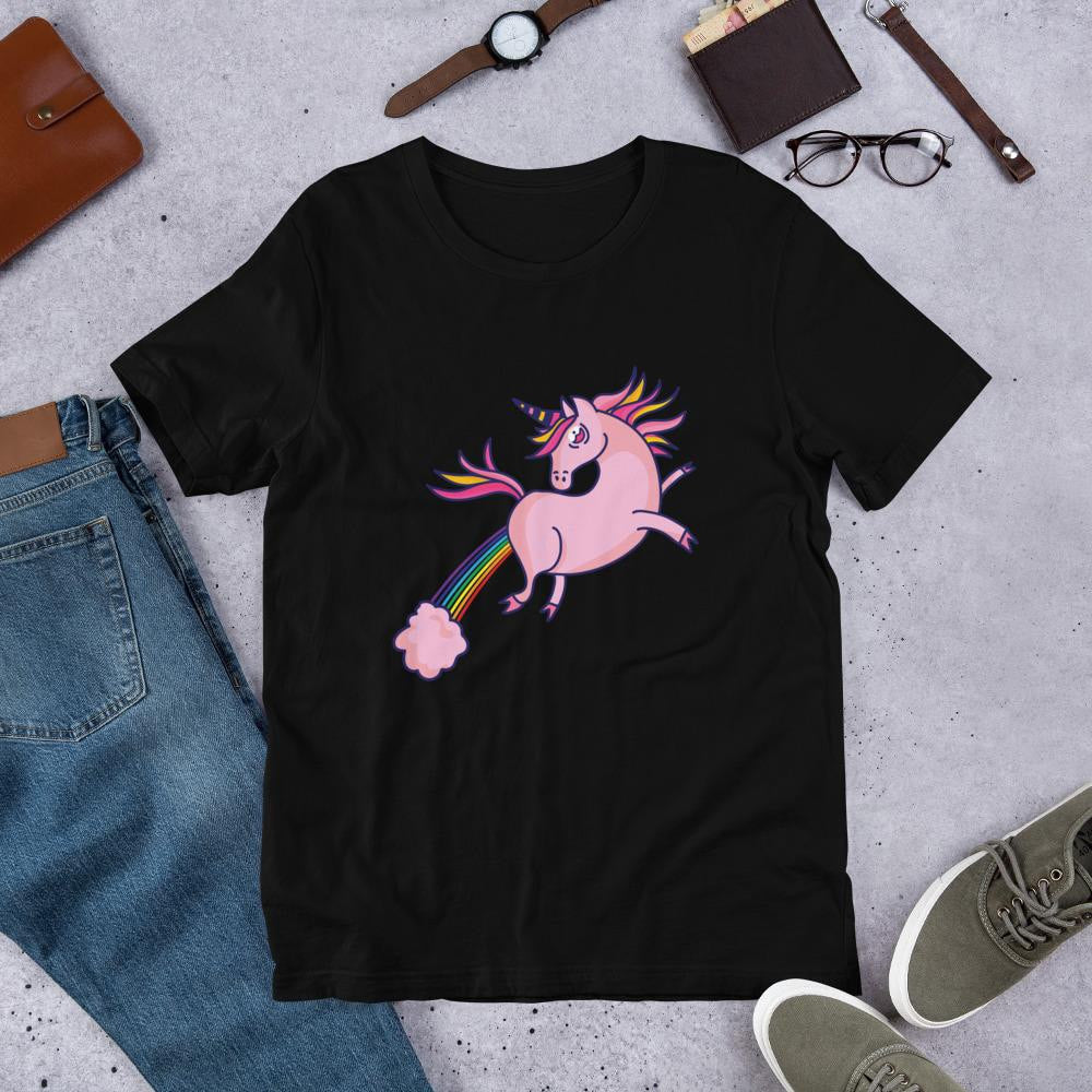 Pink Unicorn Half Sleeve T-Shirt — Black