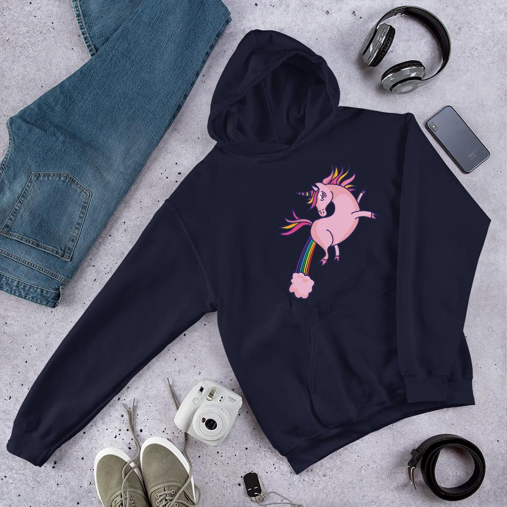 Pink Unicorn Unisex Hooded Sweatshirt — Navy