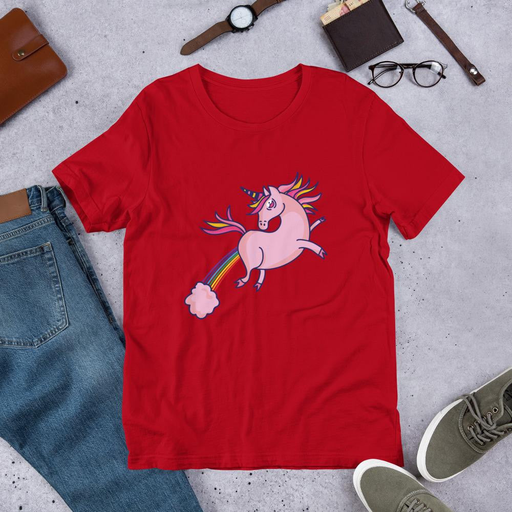 Pink Unicorn Half Sleeve T-Shirt — Red