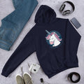 Unicorn Smiles Unisex Hooded Sweatshirt — Navy