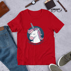 Unicorn Smiles Half Sleeve T-Shirt — Red