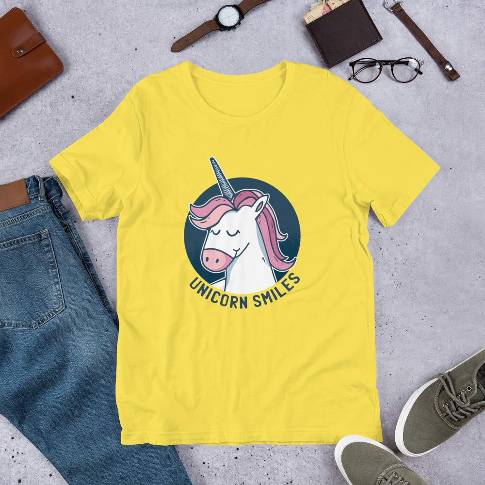 Unicorn Smiles Half Sleeve T-Shirt — Yellow
